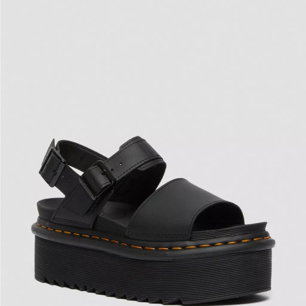 Doc Martens Voss Leather Strap Black Platform Sandals 8 Dr. Marten Doc Martins
